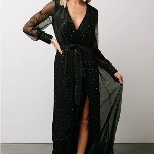 Baltic Born Elegant Black Evening Dress with Gold Accents